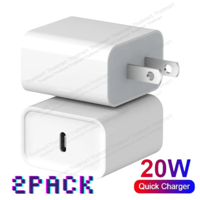 2-Pack Lot 20W USB-C Wall Charger Power Adapter For iPhone 16 15 14 13 12 11 Pro