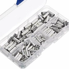 200PCS Bare Copper Wire Splice Terminals Uninsulated Ferrules Crimp Connectors