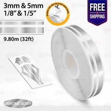 CHROME SILVER 1/8" & 1/5" Roll Vinyl Pinstriping Stripe Double Line Sticker