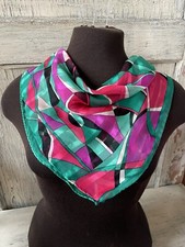 Art Deco Vibes Colorblock Semi Sheer Print 100 Silk Square Scarf