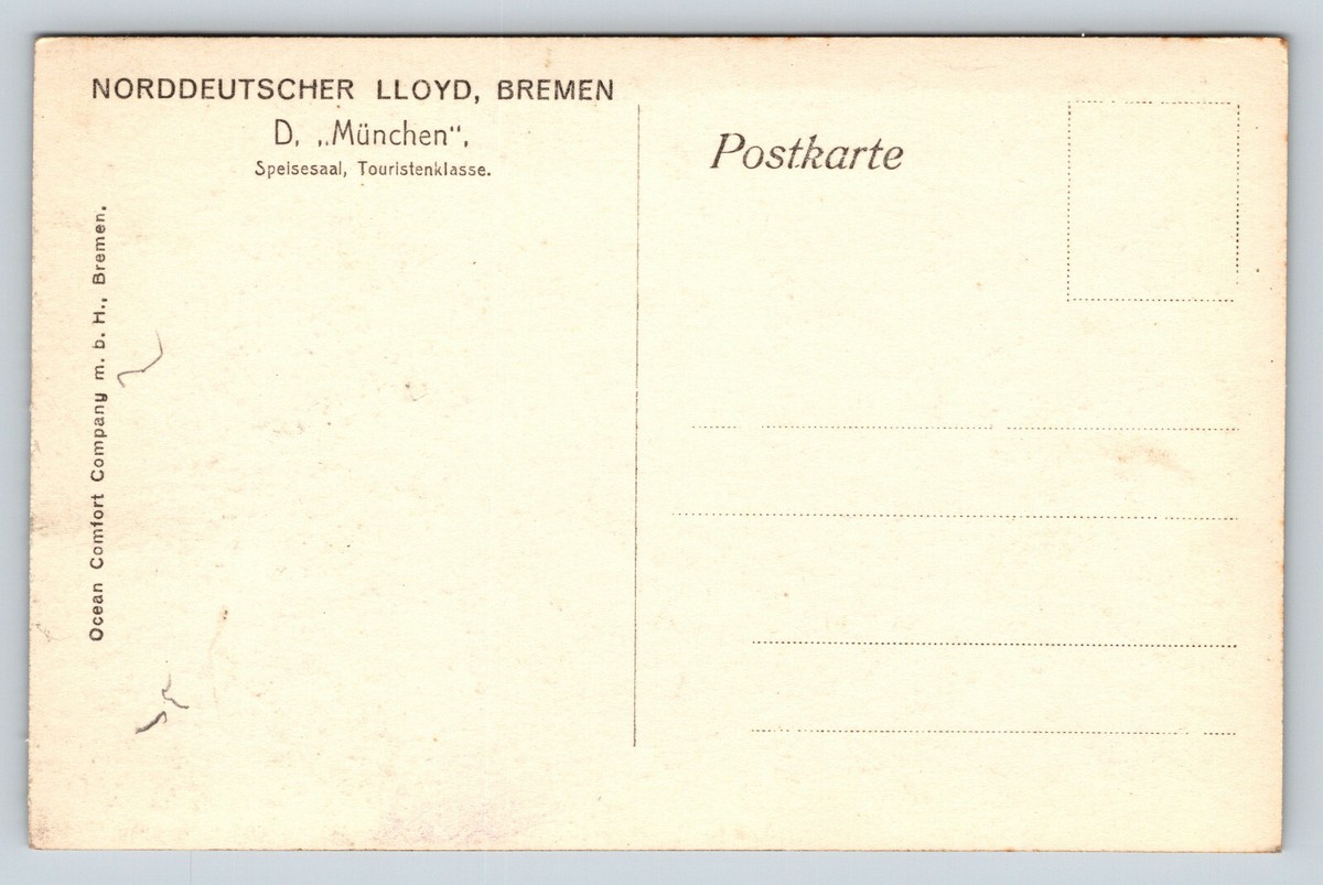 Vintage RPPC Norddeutscher Lloyd SS Bremen German Ship Dining Room