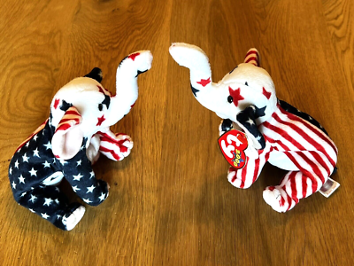 Beanie Baby RIGHTY the Patriot Elephant USA Stars & Stripes TY