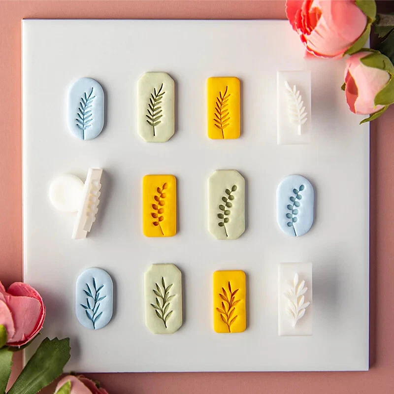 Molde de arcilla polimérica con patrón de hojas para estampar pendientes colgantes hágalo usted mismo 1 pieza Foto 3 de 4