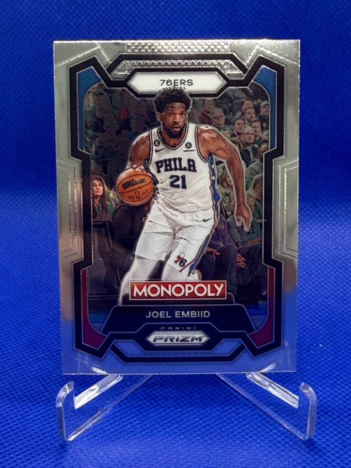 Joel Embiid 2023-24 Panini Prizm Monopoly Silver #69 Philadelphia 76ers