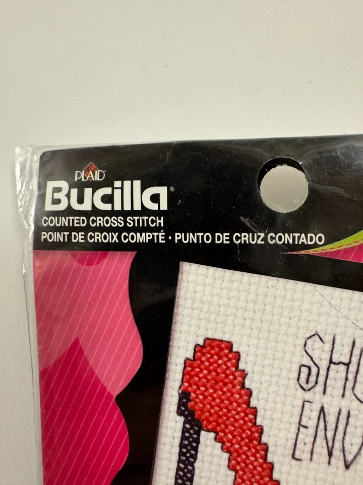 Zapato Bucilla a Cuadros ENVY WM46415 Kit Punto de Cruz con Marco Tacones de Aguja NUEVO Foto 3 de 4