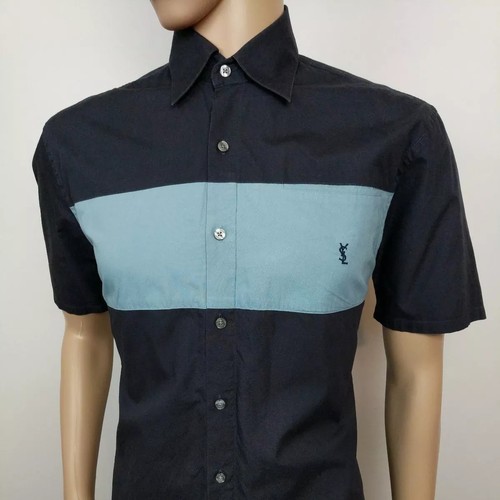 Yves Saint Laurent Mens Shirt Black Blue Ysl Short Sleeve Size M 15 5 Rrp 295 Ebay Yves Saint Laurent Mens Shirt Black Blue Ysl Short Sleeve Size M 15 5 Rrp 295 Ebay