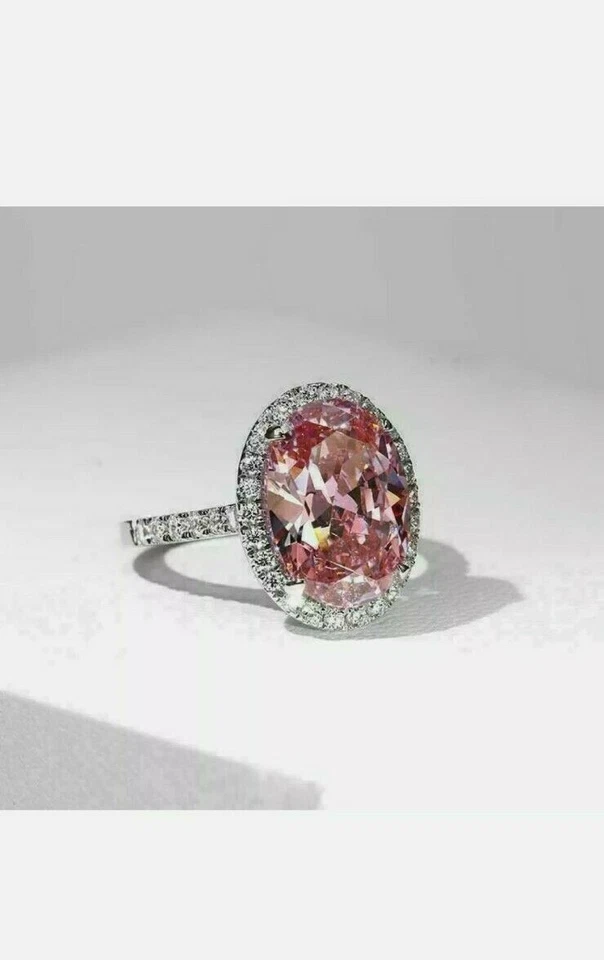 Anillo de compromiso de diamantes de morganita natural de 6,00 quilates de oro blanco macizo de 14 quilates Foto 4 de 4