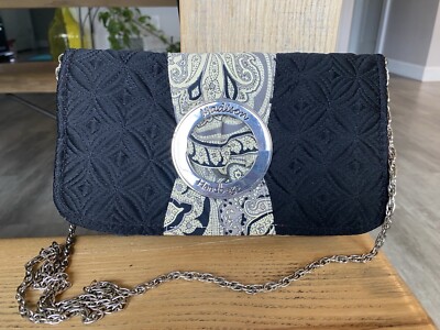Madison Crossbody Bag Black fabric Clutch Bag Wristlet Removable Chain paisley