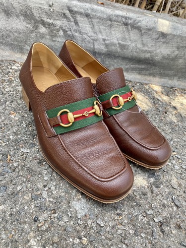 Mens Brown Leather GUCCI Gold Horse Bit 