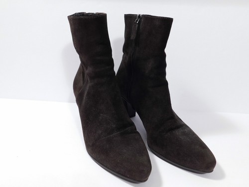 AUTENTICI Stivaletti Prada donna marrone pelle scamosciata cerniera laterale taglia 38,5 - Foto 2 di 11