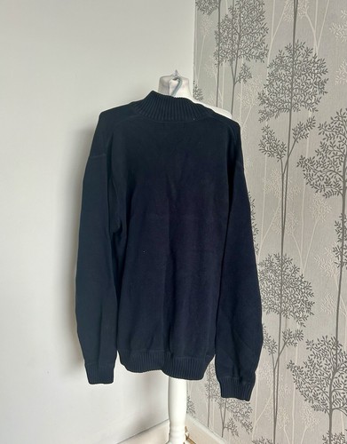 Eddie Bauer Sweater XL Mens Heavy Pullover 1/4 Zip Neck Cotton Jumper Navy Blue - Picture 3 of 6