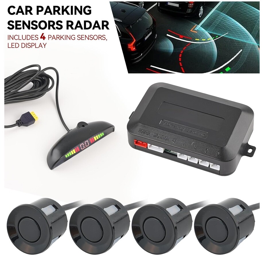 Car Auto 4Parking Backup Sensors Kit LED Display Reverse Rear Radar Sound System