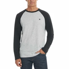 New Hurley Men's Long Sleeve Tee Shirt , Light Gray, Size: Small