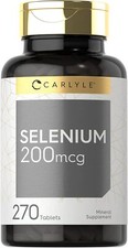 Selenium 200mcg  270 Tablets  Vegetarian, Non-GMO  Gluten Free  by Carlyle