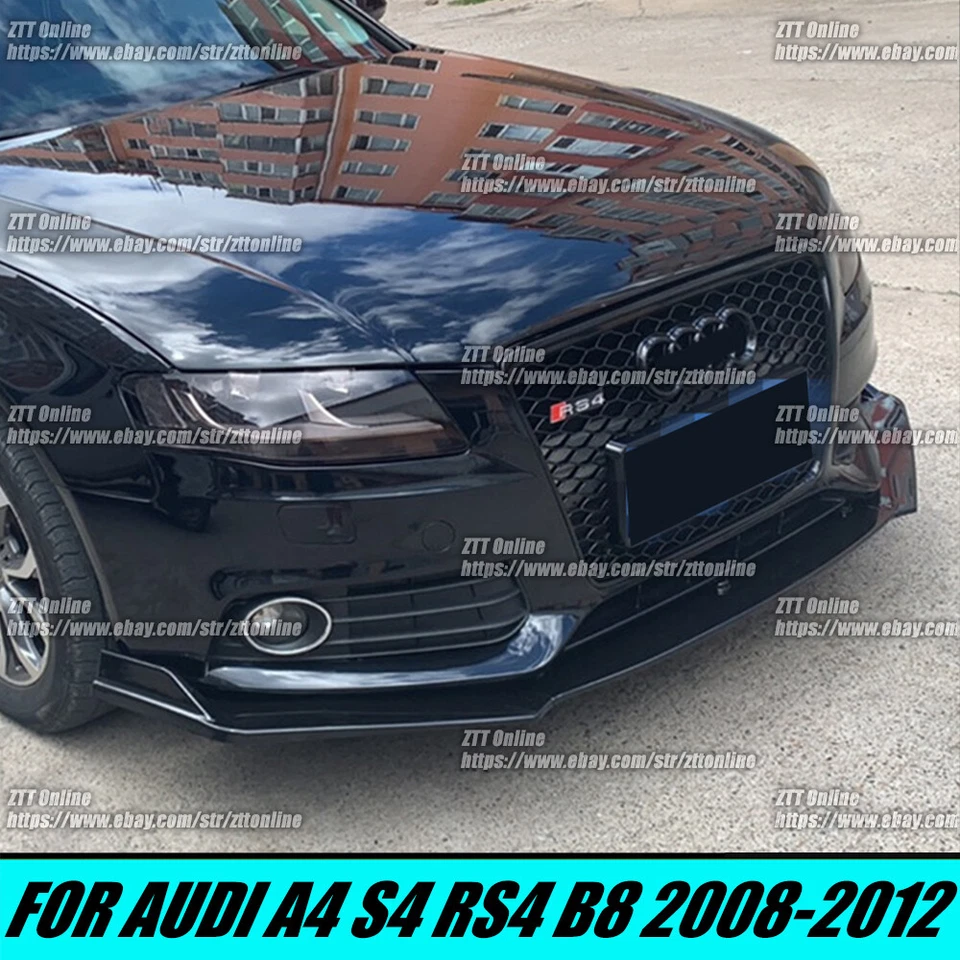 Parachoques delantero alerón labio divisor negro mate para Audi A4 S4 RS4 2008-2012 B8 Foto 4 de 4