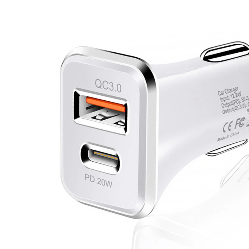 Paquete de 2 adaptadores de cargador rápido de coche USB-C de doble puerto para iPhone Samsung Android Foto 3 de 4