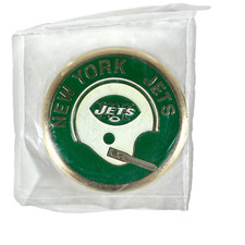 1970 Int. Crest NEW YORK JETS NFL Football Metal Gold Medallion - 3