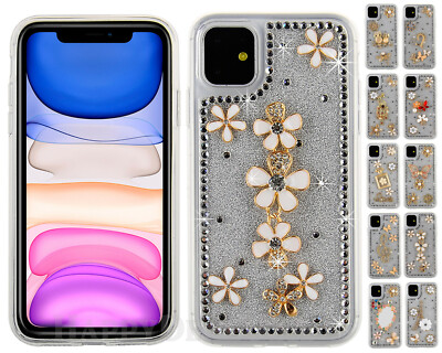 For Apple iPhone 11 Pro Max Diamond Rhinestone Pearl TPU Cover Case  Design