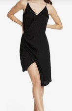 New Women’s Cushnie Cheetah Leopard Print Faux Wrap Cocktail Dress Black Size 10