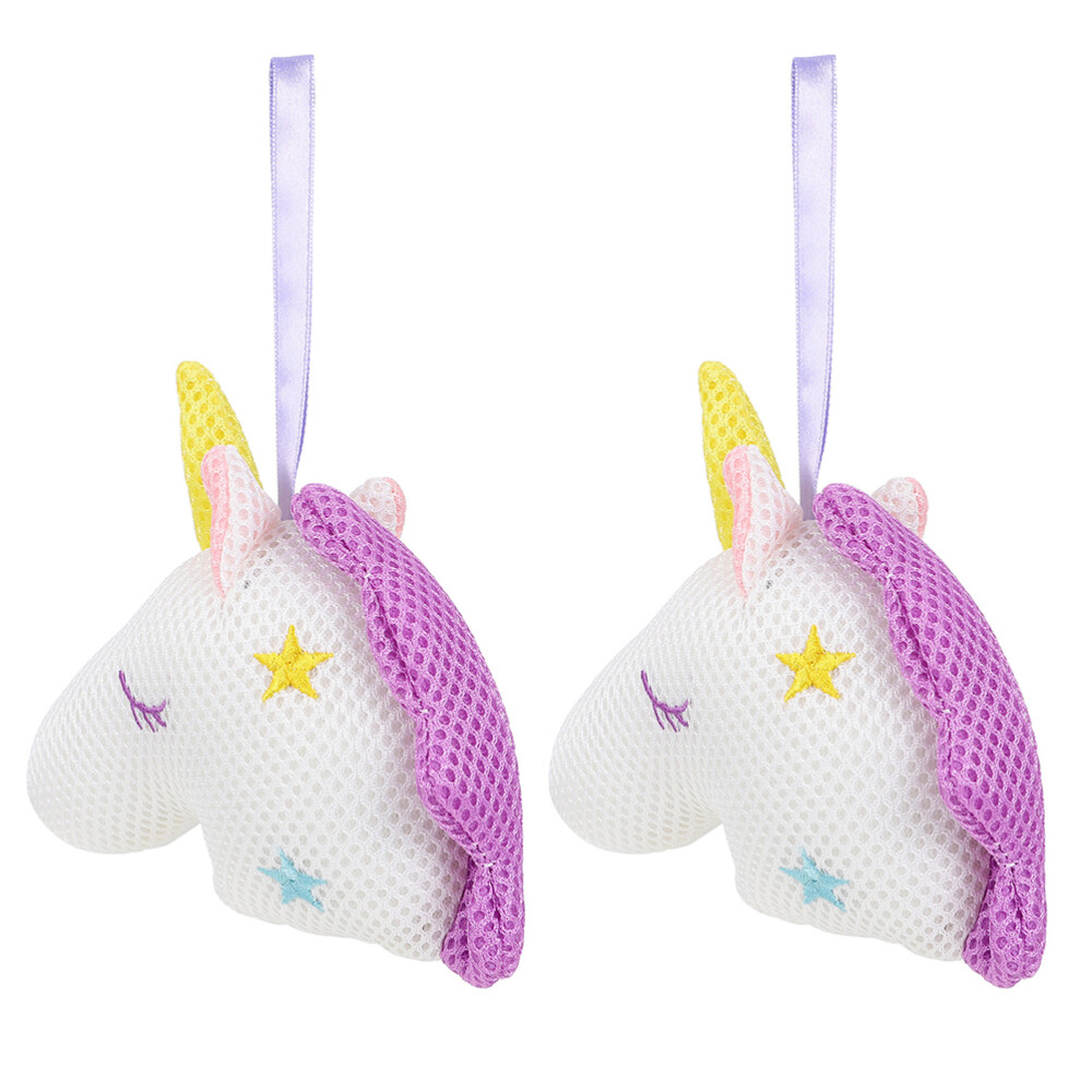 2 piezas Loufa Puff Scrubber Body Esponja Unicornio Baño para Mujer