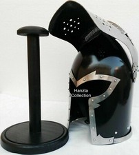 Roman Knight Helmet Barbuda Medieval Armor Helmet With Inner Liner & Wood Stand