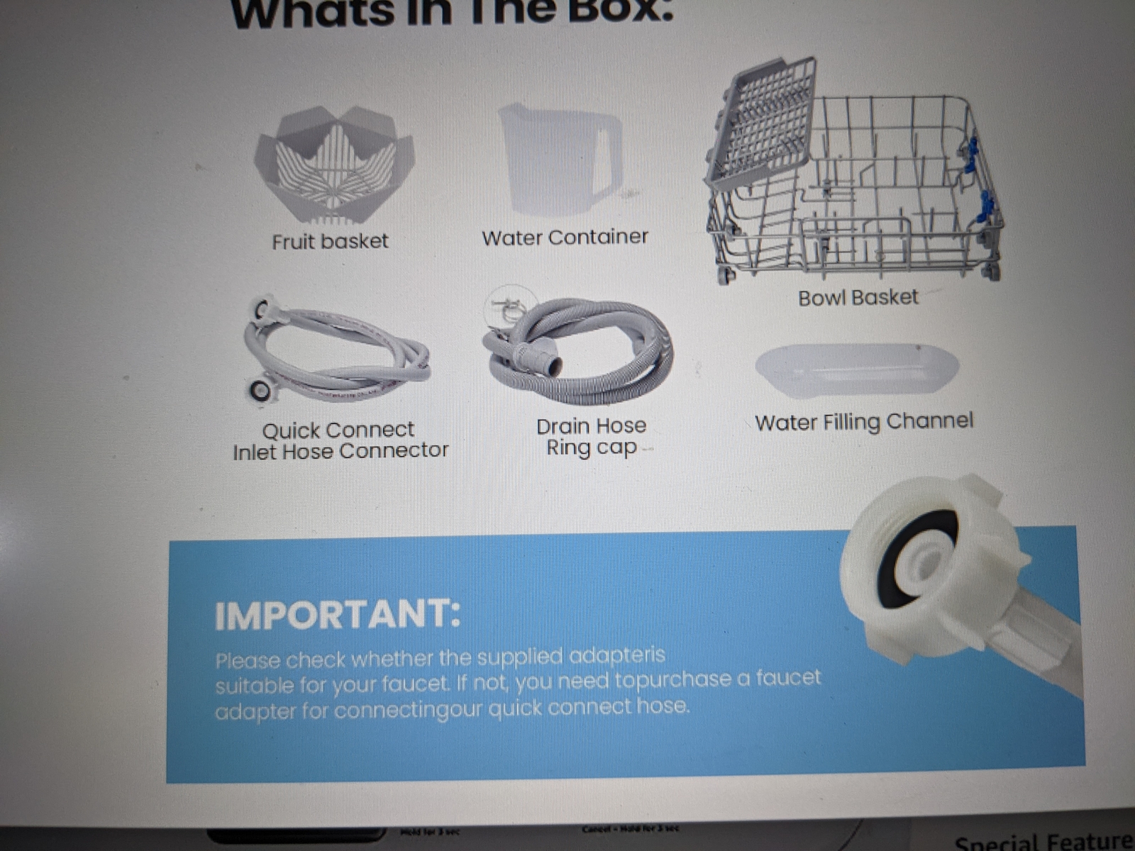 COMFEE' Countertop Dishwasher Portable Dishwasher 5L Builtin Tank