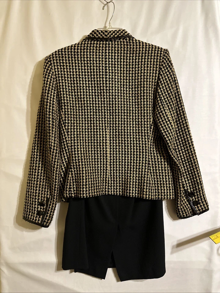 Combo Chaqueta Falda Mezcla Rayón Lana Albert Nipon Talla 6 De Colección  Foto 4 de 4