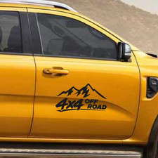 2 Adesivi 4x4 Off Road per Portiere Jeep Fuoristrada Decal Prespaziati da 45 cm