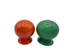 Vintage Fiesta Round Ball Salt & Pepper Shakers Orange Green Glaze Fiestaware
