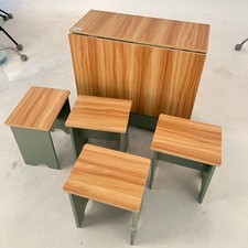 Drop Leaf Kitchen Dining Table and Chairs Set w/ Storage Shelf Space Saving uk
