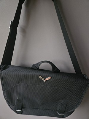 Corvette Black Messenger Bag with C7 Cross Flags Logo C7 Stingray
