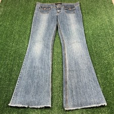 VTG Juicy Jeans Couture Womens 31 36x33 Low Rise Flared Blue USA Bell Bottom Y2K