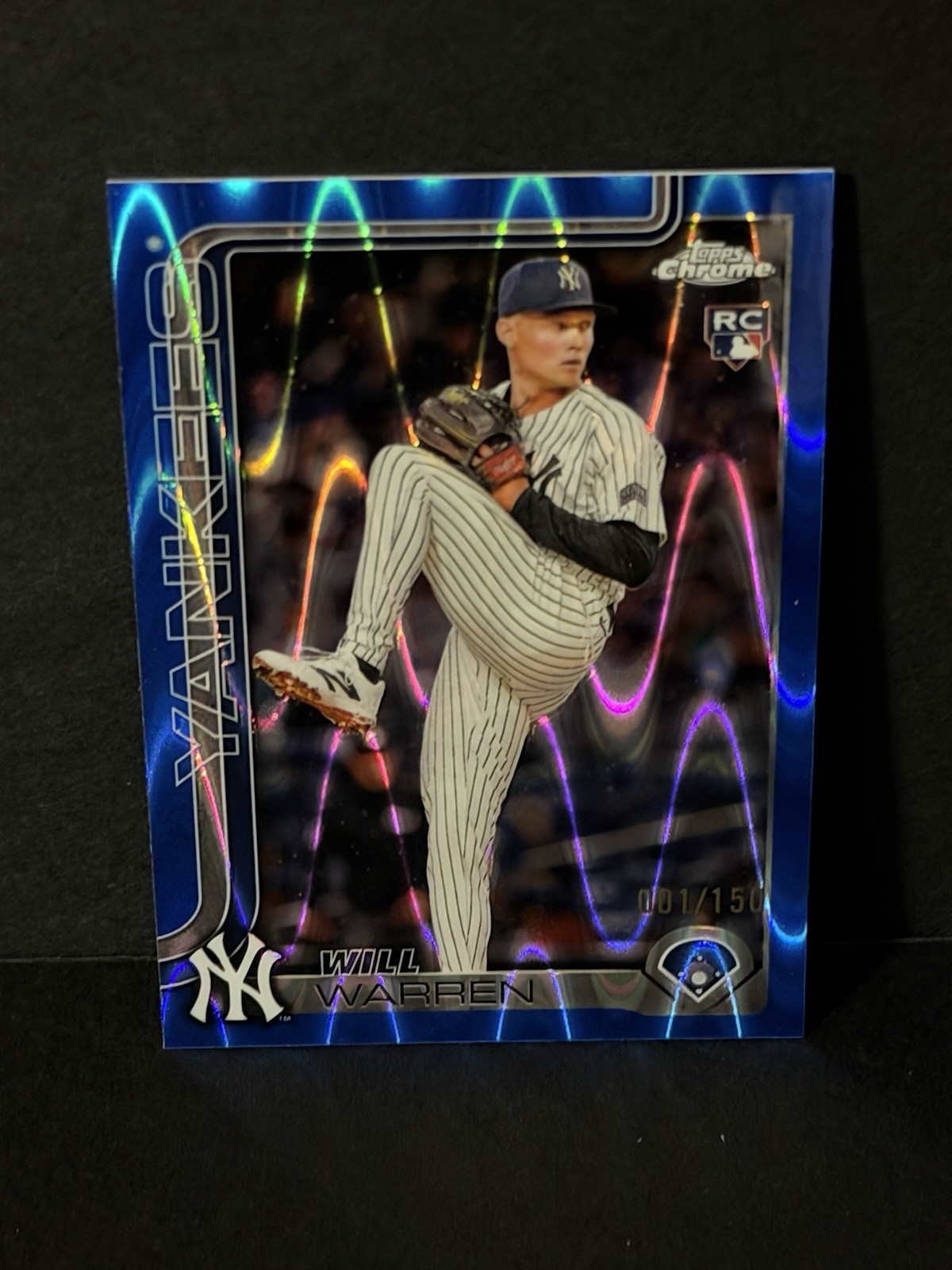 2025 Topps Chrome Blue Raywave Refractor #81 Will Warren RC Rookie 001/150 !