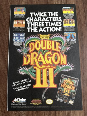 Double Dragon 3 The Sacred Stones Nintendo NES Video Game Vintage Print Ad Art