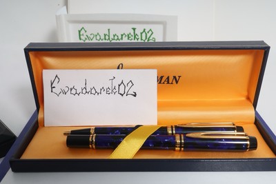 Waterman LeMan Rhapsody FP & BP Set, Mineral Blue, GT, NOS, Box, Look 