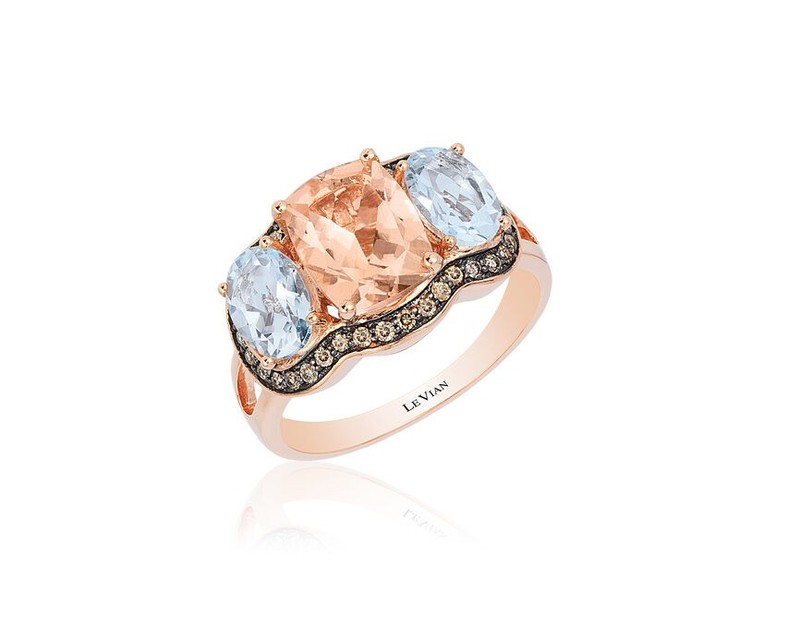 Le Vian 14K Rose Gold Cocktail Ring for Women 2.95 cts Morganite Diamonds Size 7