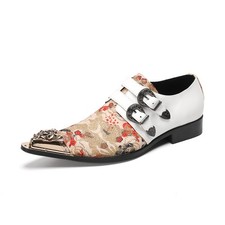 British Men's Brogue Carved Shoes Retro Business Leisure Buckle Pointy Toe Shoes