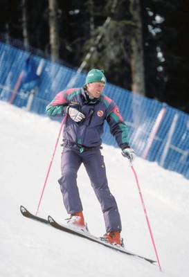Pirmen Zurbriggen of Switzerland scouts the course before the seco- Old Photo