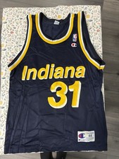 Champion Reggie Miller #31 Indiana Pacers NBA Navy Blue Jersey Mens Size 44