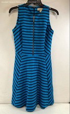 Michael Kors Blue & Black Sleeveless Striped Skater Dress sz. 2