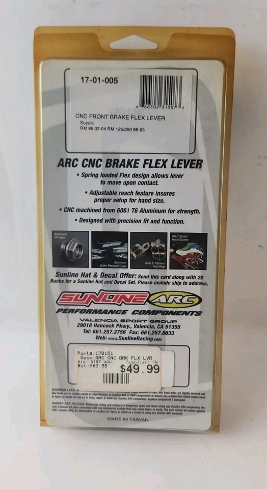 Palanca flexible de freno delantero CNC Sunline Suzuki RM 85 02-04 RM 125/250 86-95/17-01-005 Foto 4 de 4