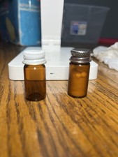Vintage Amber Medicine Bottle W/Screw Top Lid 2" Tall