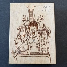 Diamonds Roller Coaster Ladies Scared Thrilled Peeking Funny Rubber Stamp F6070