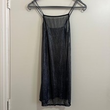Current Mood Womens Shimmer Sheer Mini Dress XSmall Rave Festival Party Holiday