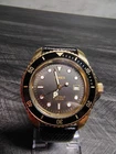 Vtg Men's Timex Submariner Indiglo Black Gold Dive Watch