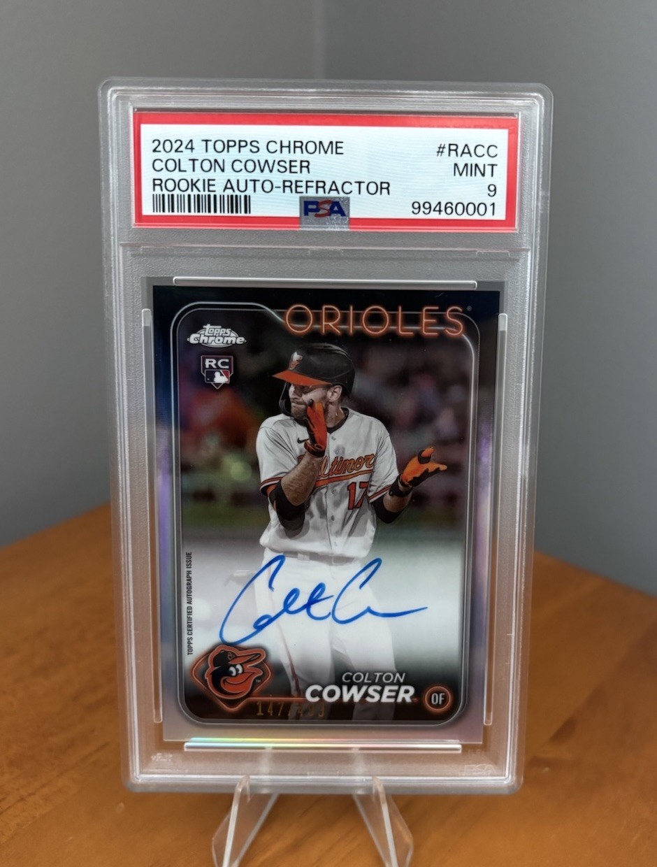 2024 Topps Chrome Rookie Auto Refractor /499 #RA-CC Colton Cowser RC PSA 9