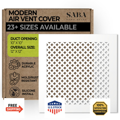 SABA Home Decor Acrylic Air Vent Cover Grille, White - Wall/Ceiling - USA Made