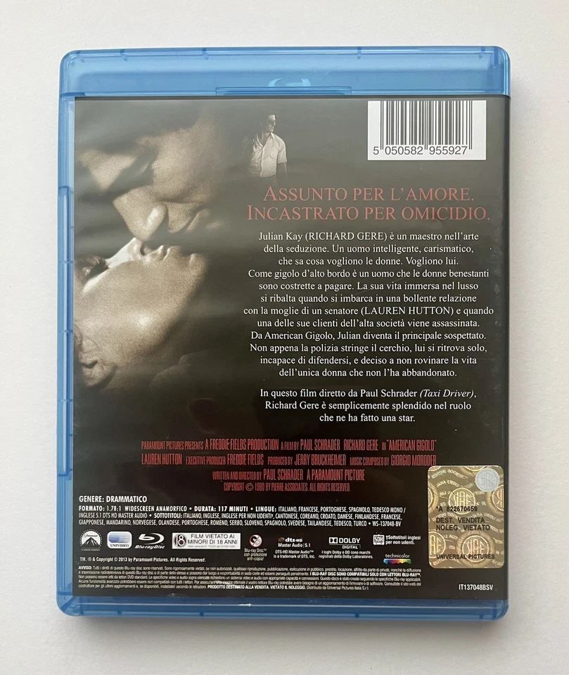 American Gigolo Blu-Ray (1980), Richard Gere, Paul Schrader, Region Free - Image 2 of 2