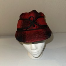 Stormy Kromer Size 6 5/8 Red & Black Plaid Wool Trapper Hat Made In USA Perfect!
