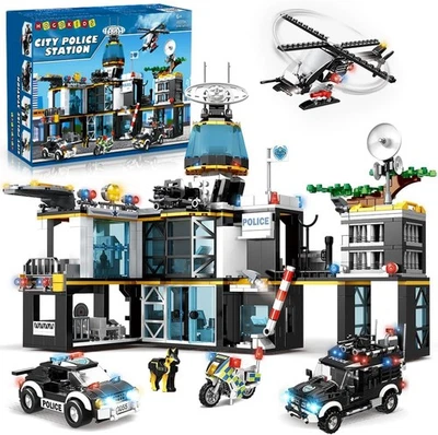 HOGOKIDS City Polizeistation-Bauset – 1261-teiliges Polizei-Bausteinspielzeug